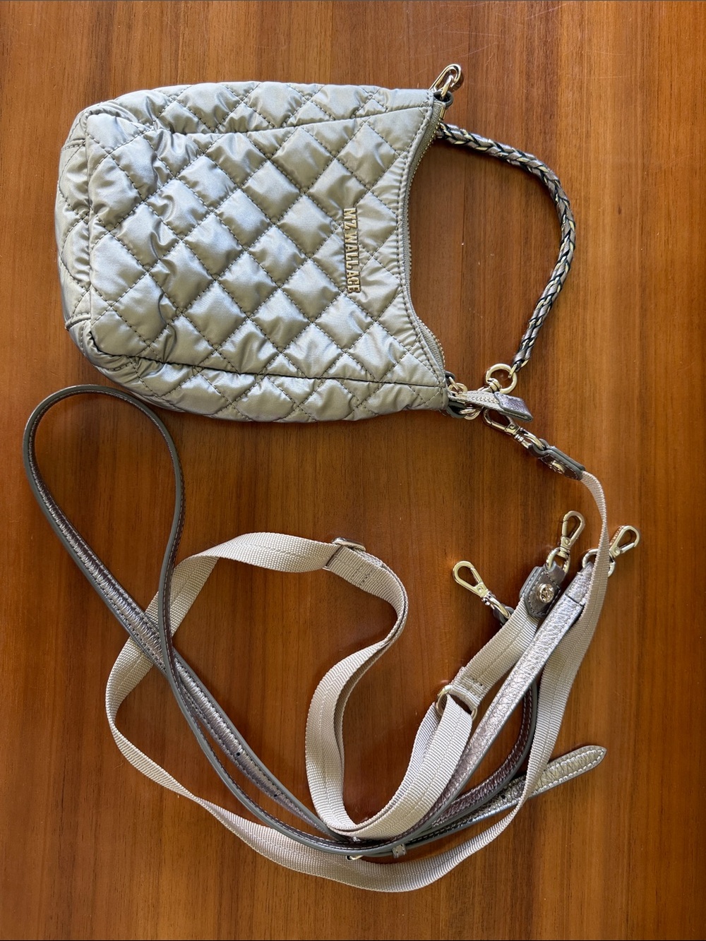 MZ Wallace Quilted Crossbody Bag in Light Gold Taupe color - Picture 6 of 6